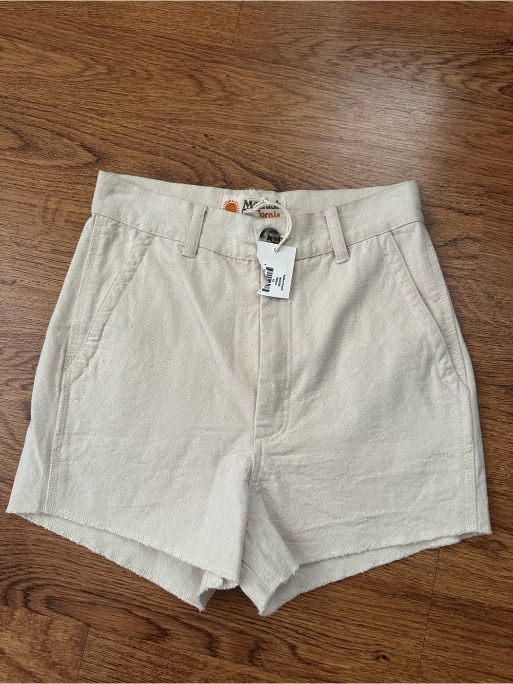 Mollusk Cream natural KeatonHigh-Rise Cotton Shorts size XS NWT cotton